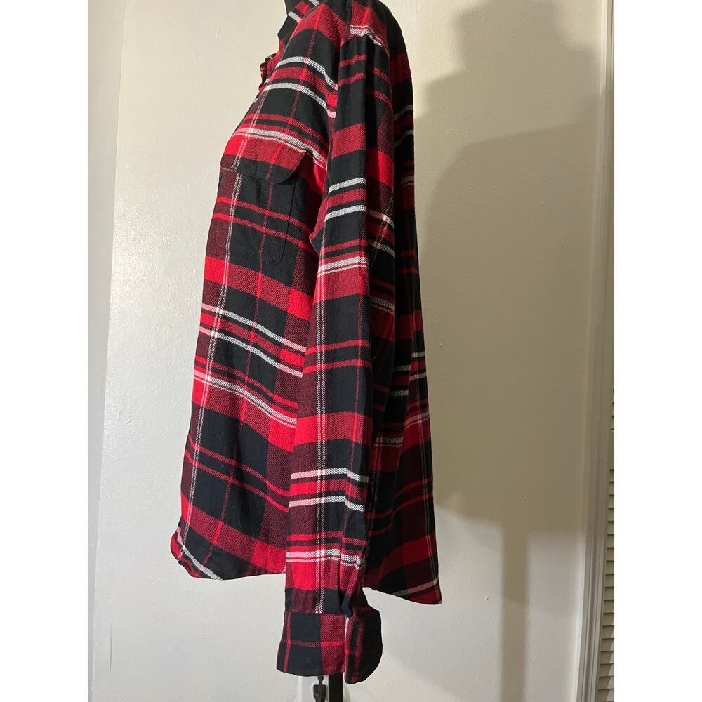 RALPH LAUREN Plaid Flannel Shirt Red Black Long Sleeve Collared Men Size L - Picture 4 of 7